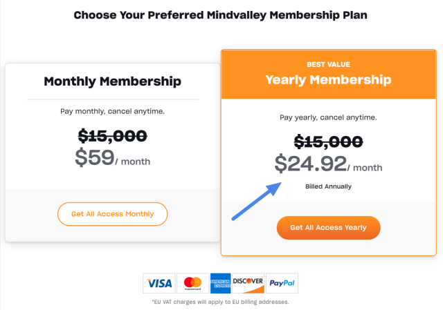 Mindvalley Pricing