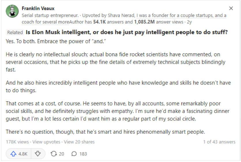 Elon Musk’s IQ - Franklin Veaux