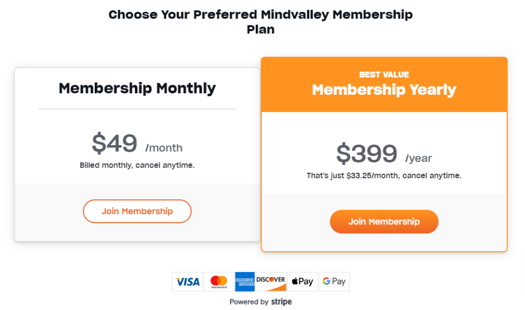 Mindvalley Pricing