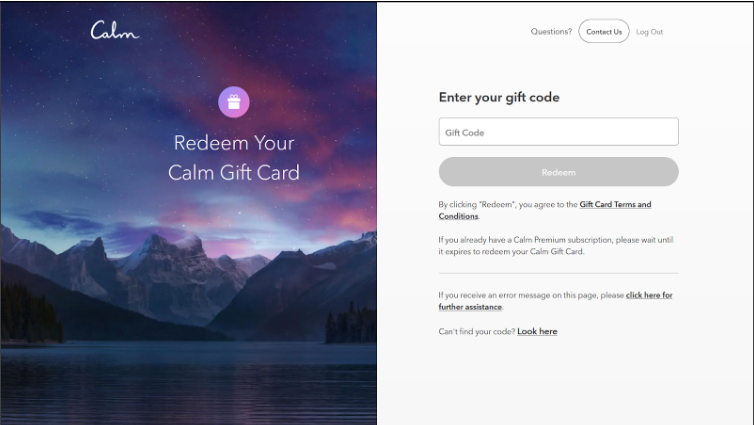 Calm Gift Code 