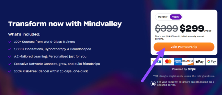 Mindvalley Membership Page